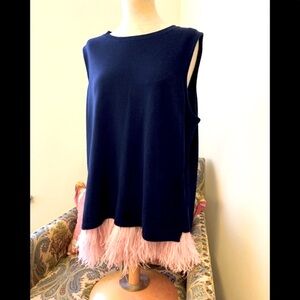 J. Crew Collection Italian Cashmere Feather Trim Shell